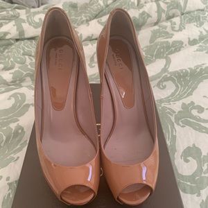 Gucci Nude Peep Toe Heels